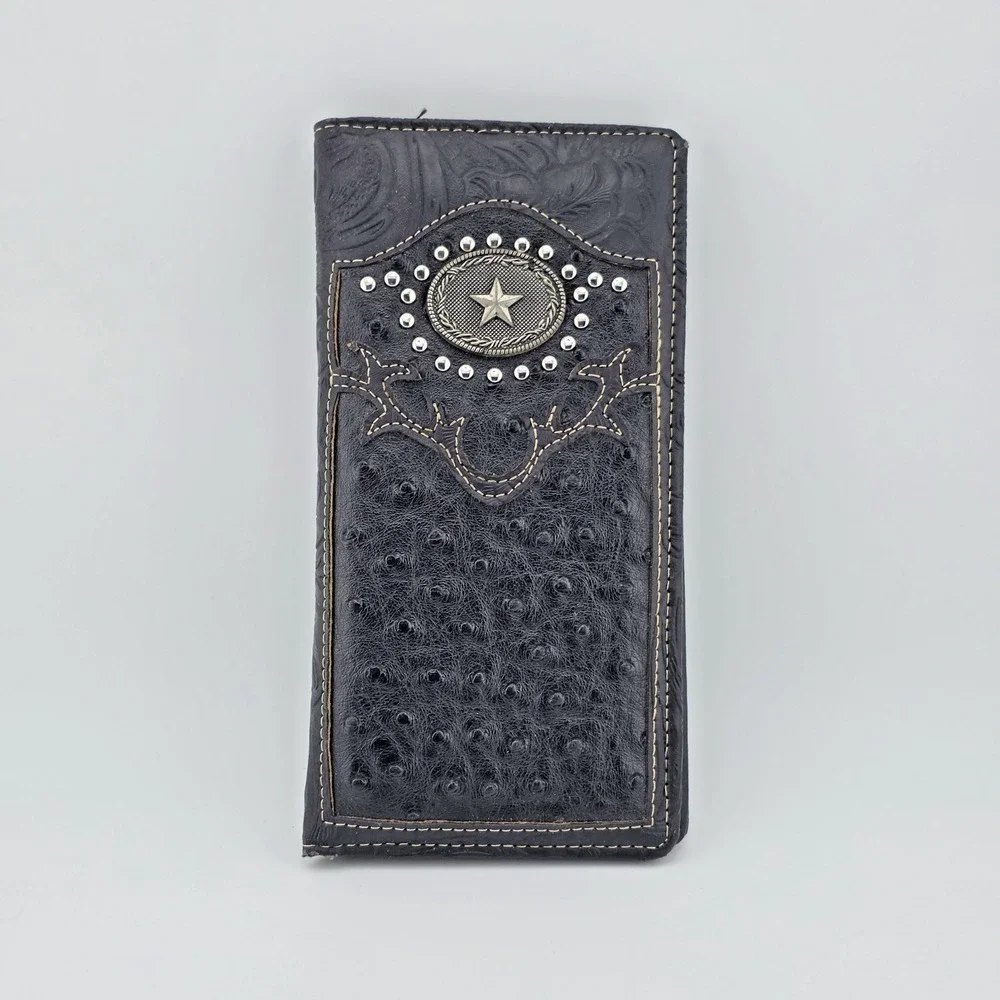 Lone Star Men's Wallet Western Bifold Check Book Style Black
